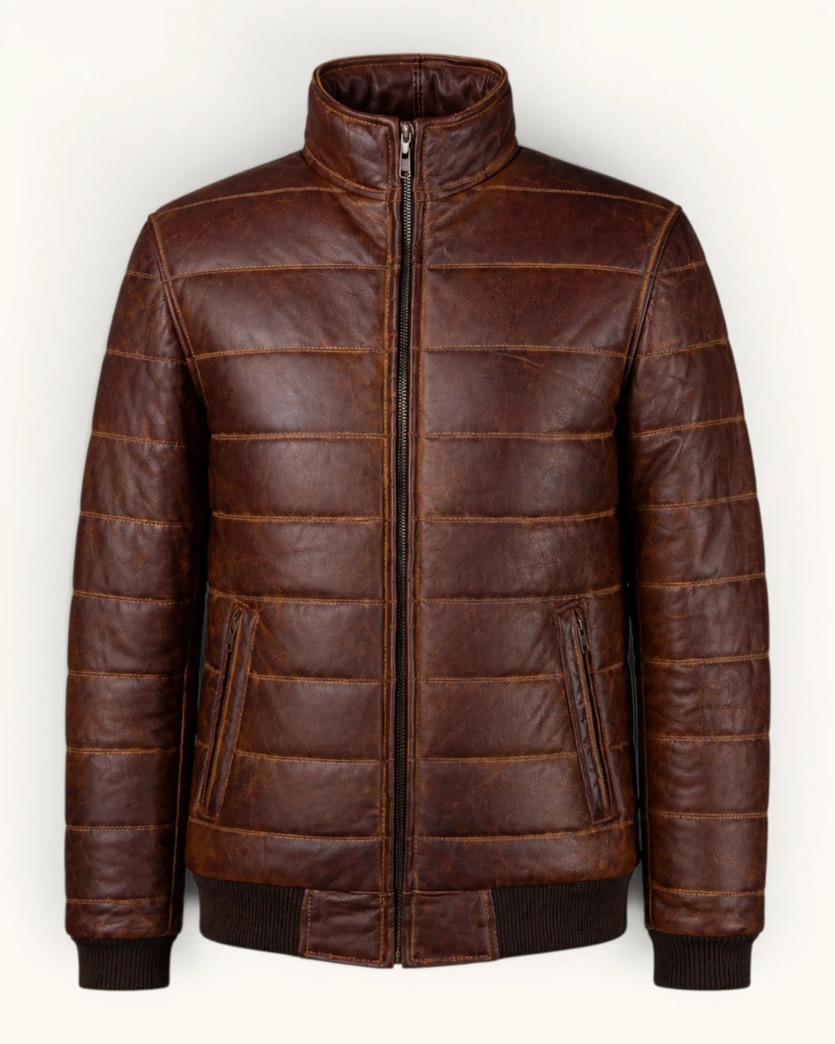 Men's Dark Brown Genuine Leather Jacket – J-0038