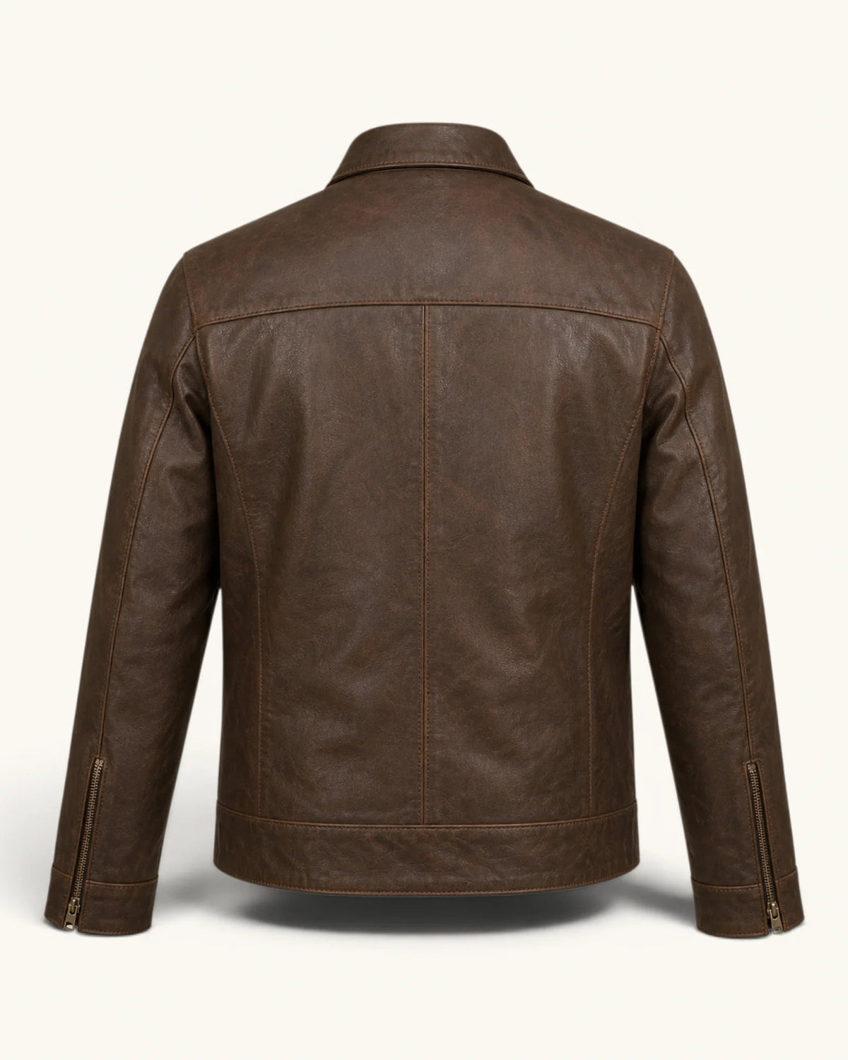 Men's Dark Brown Genuine Leather Jacket – J-0032