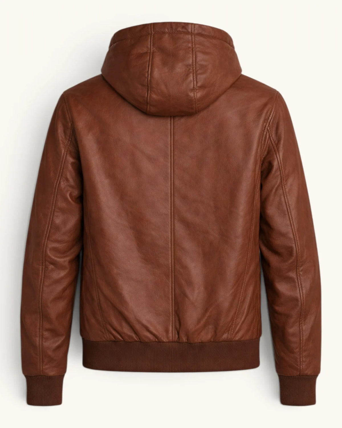 Men’s Tan Genuine Sheep Leather Jacket with Hood
