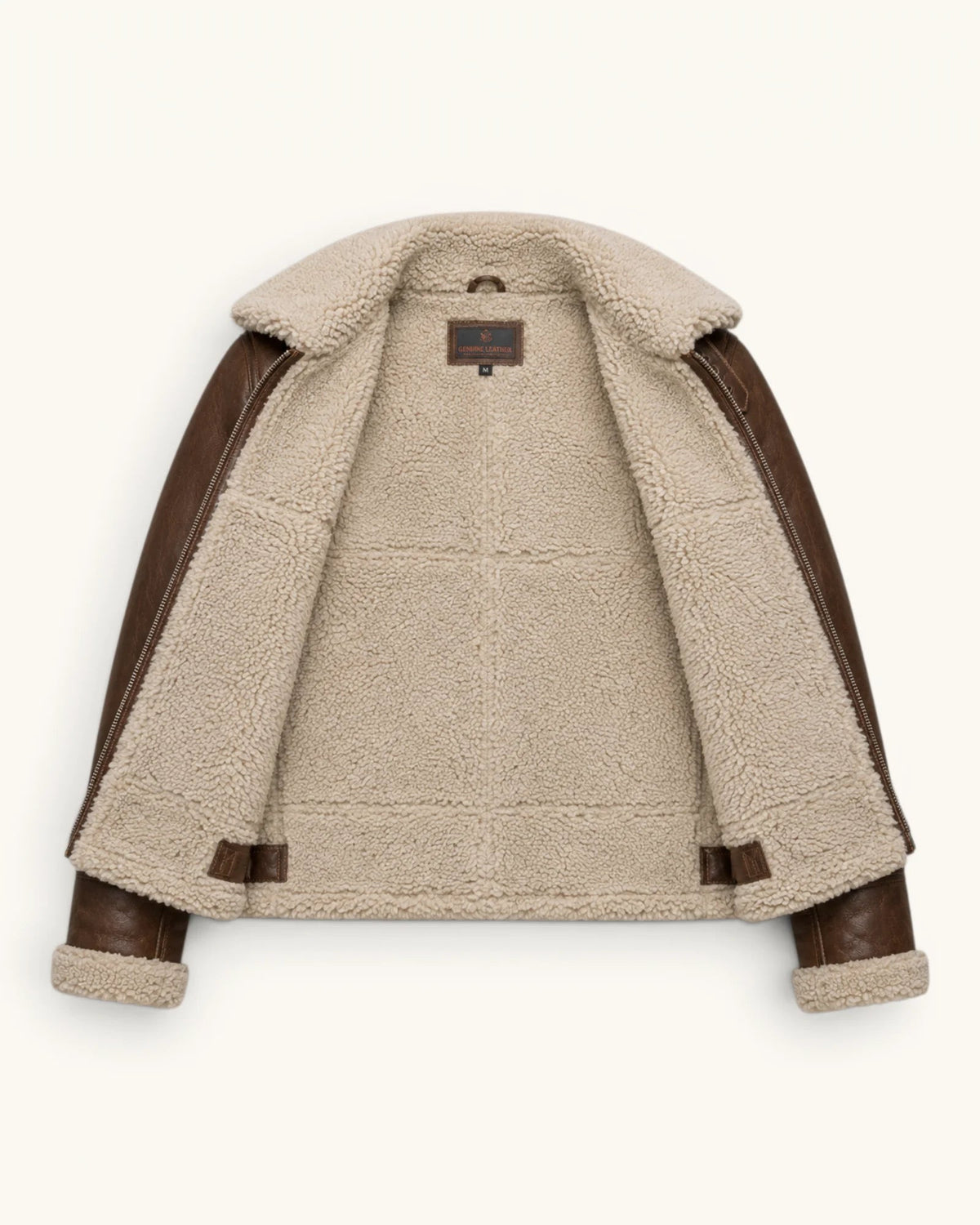 Men’s Waxed Tan Genuine Sheep Leather Jacket with Fur Collar