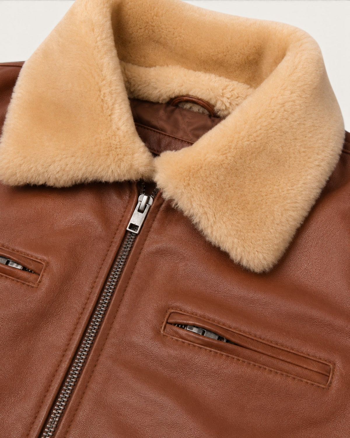 Men's Tan Genuine Leather Jacket – J-0052