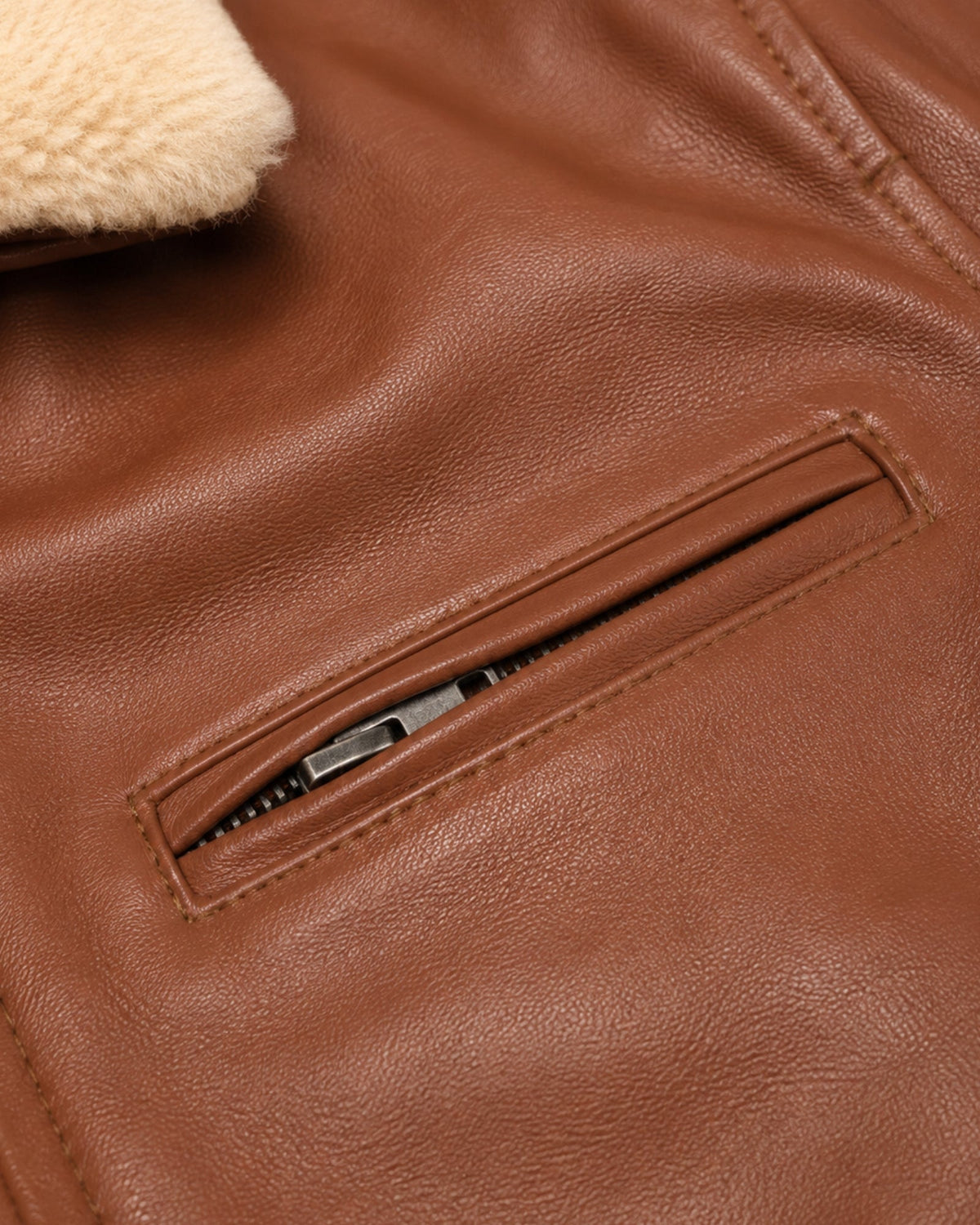 Men's Tan Genuine Leather Jacket – J-0052