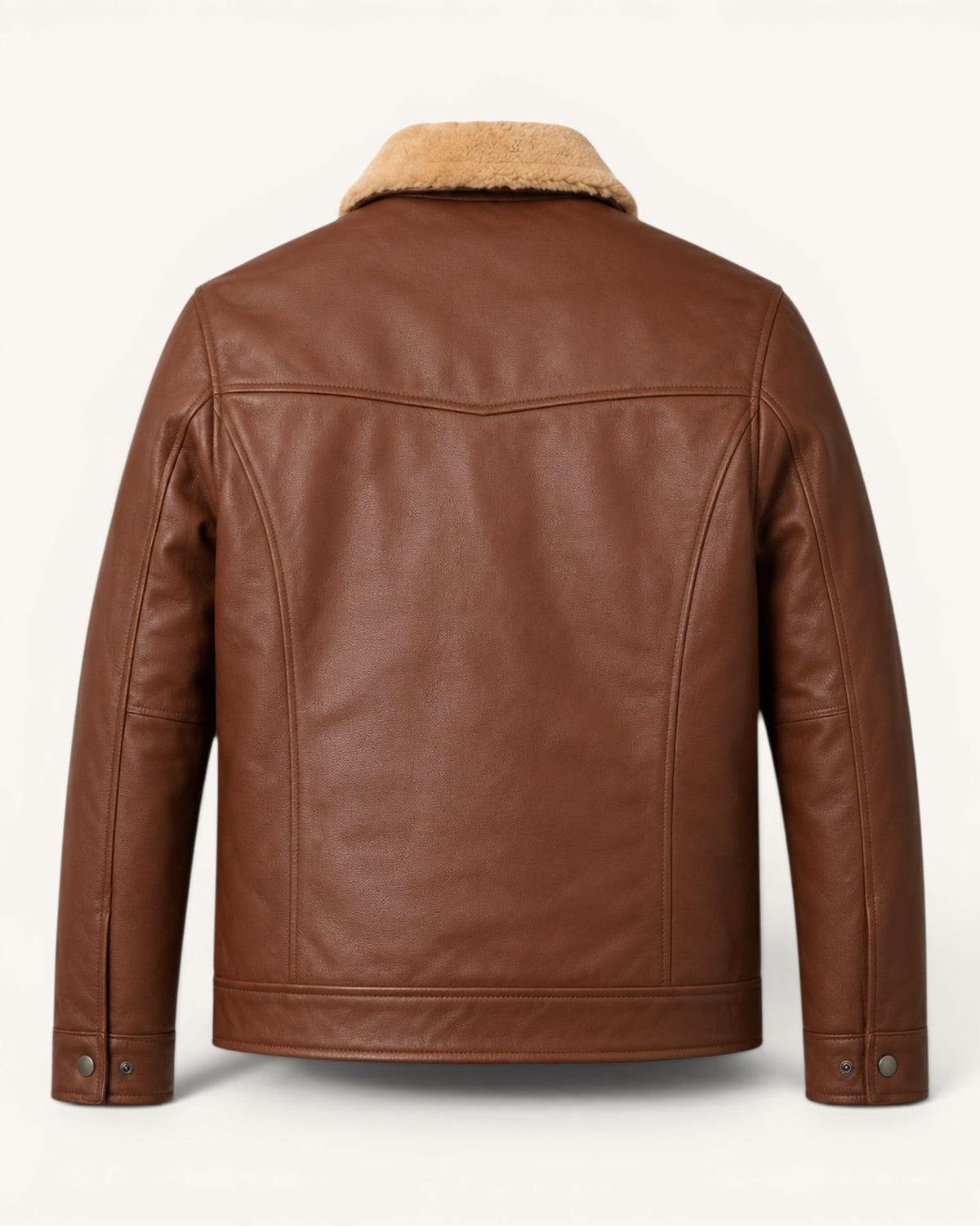 Men's Tan Genuine Leather Jacket – J-0052