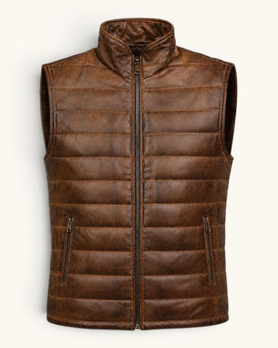 Men's Dark Brown Genuine Leather Jacket – J-0043