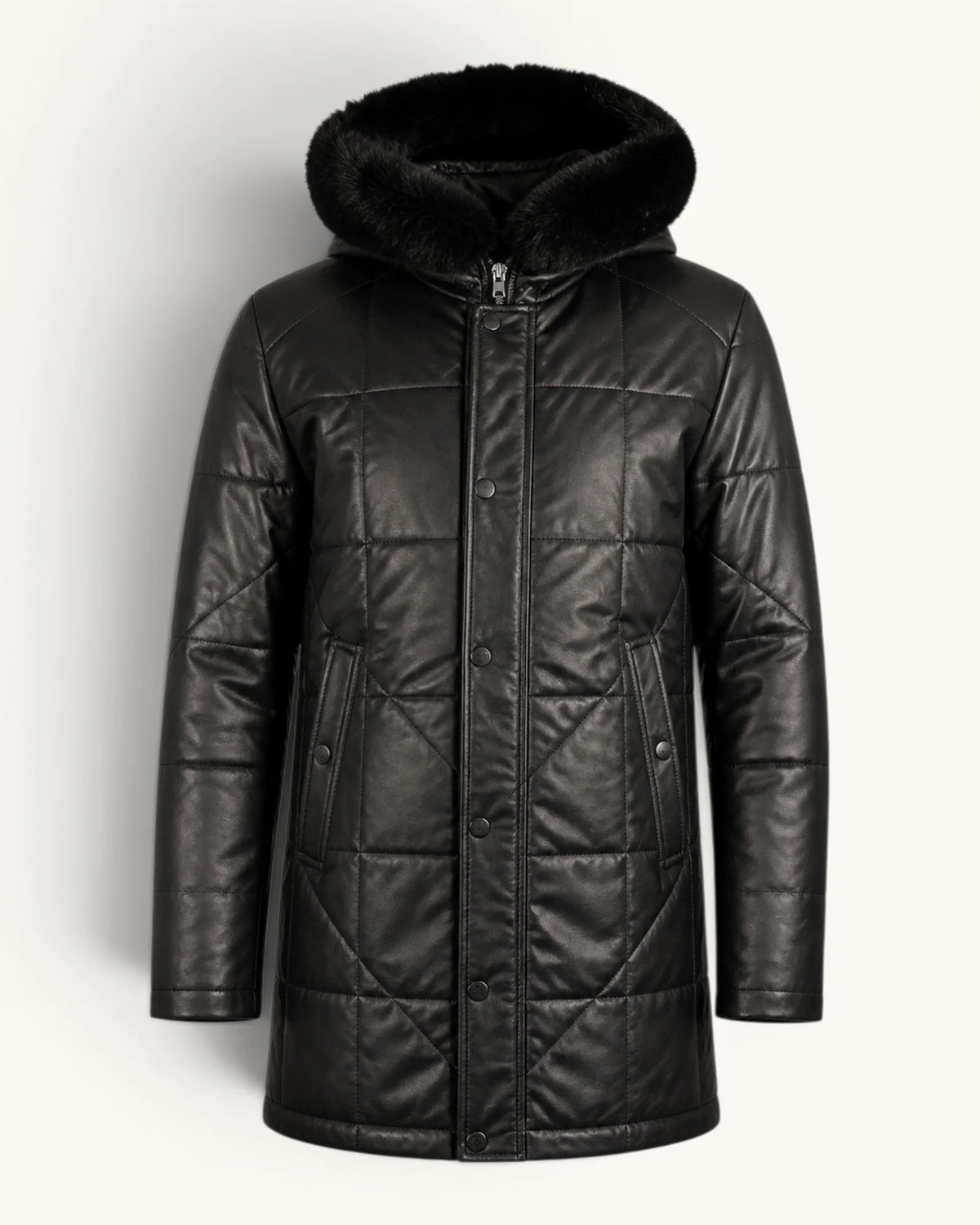 Men's Black Genuine Leather Jacket – J-0042