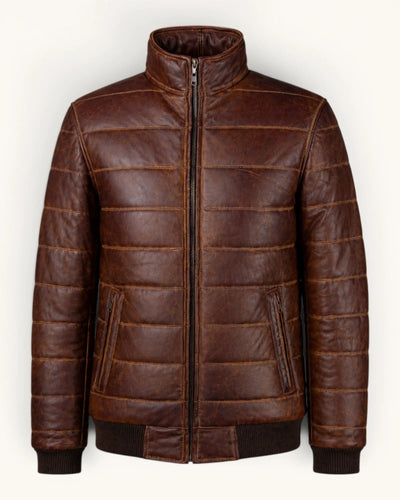 Men's Dark Brown Genuine Leather Jacket – J-0038