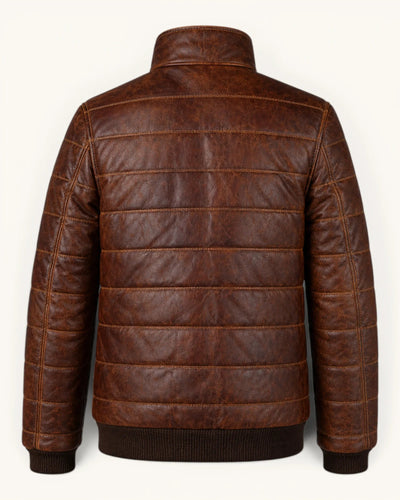 Men's Dark Brown Genuine Leather Jacket – J-0038