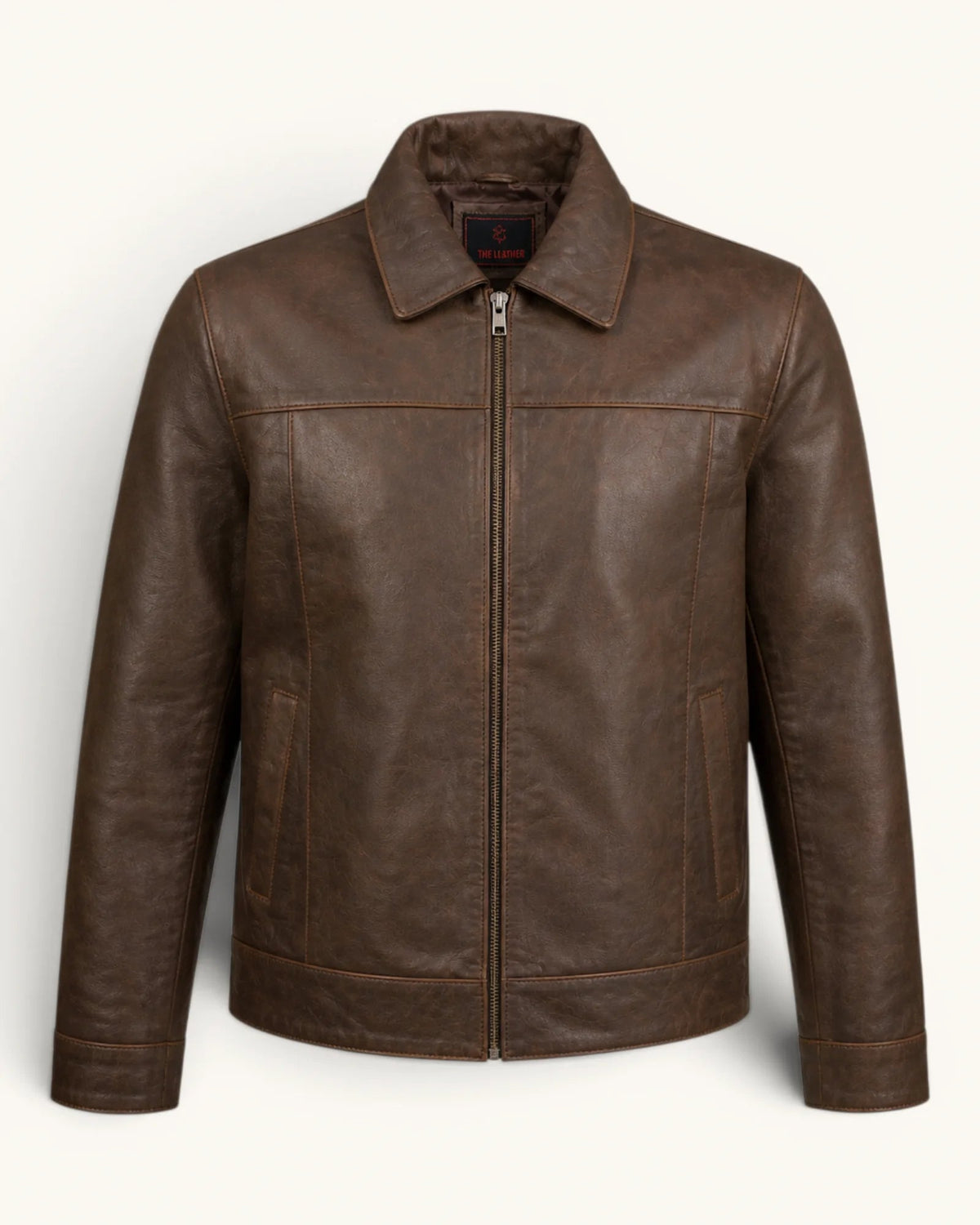 Men's Dark Brown Genuine Leather Jacket – J-0032