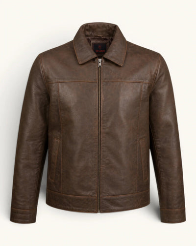 Men's Dark Brown Genuine Leather Jacket – J-0032