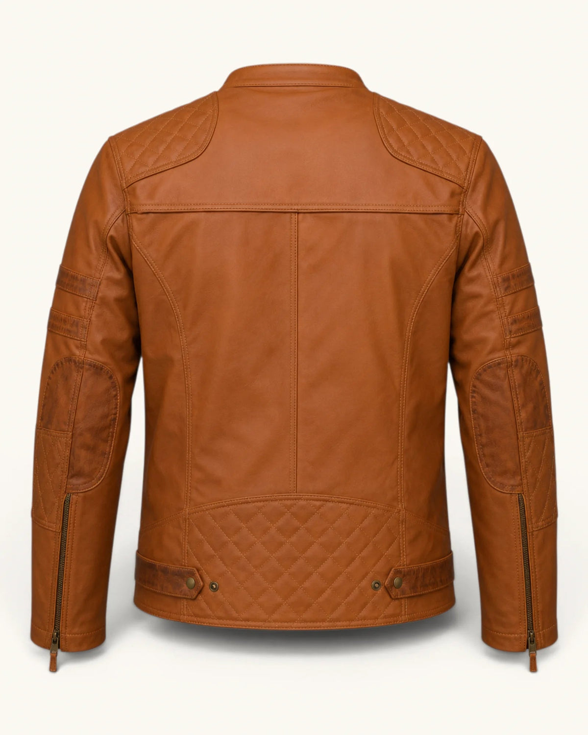 Men’s Tan Genuine Sheepskin Leather Jacket – Vintage Motorcycle Jacket | Ossenro Leather