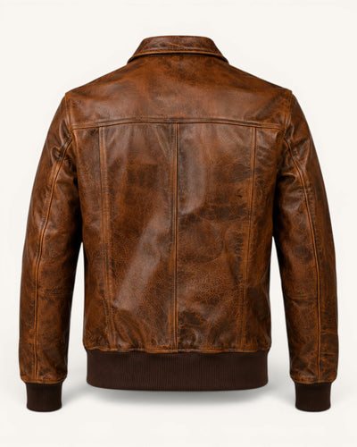 Men's Tan Genuine Leather Jacket – J-0057