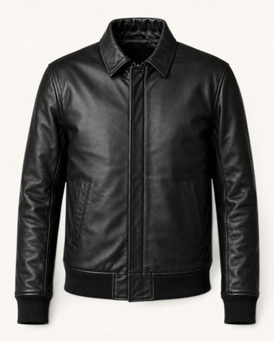 Men's Black Genuine Leather Jacket – J-0051