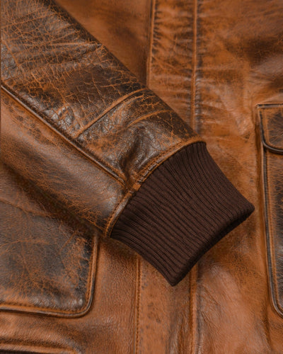 Men's Tan Genuine Leather Jacket – J-0057