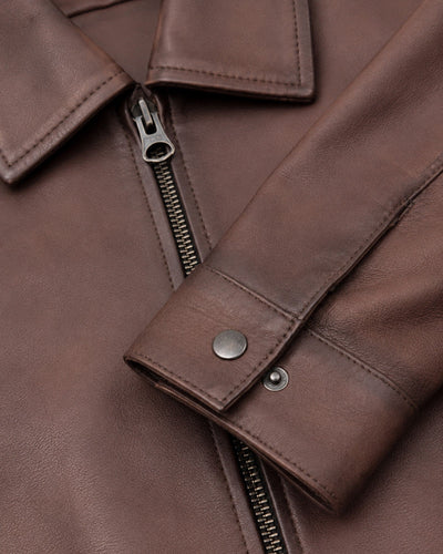 Women's Brown Genuine Leather Jacket – JW-004