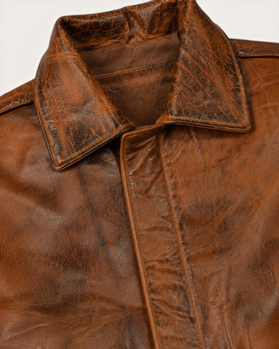Men's Tan Genuine Leather Jacket – J-0057