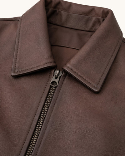 Women's Brown Genuine Leather Jacket – JW-004
