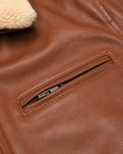 Men's Tan Genuine Leather Jacket – J-0052