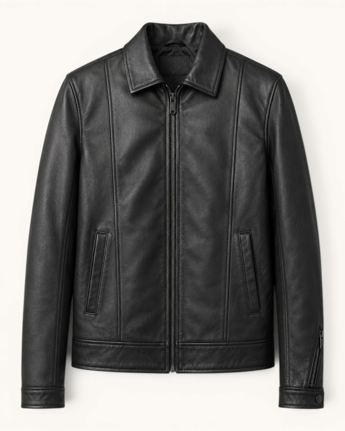 Men's Black Genuine Leather Jacket – J-0050