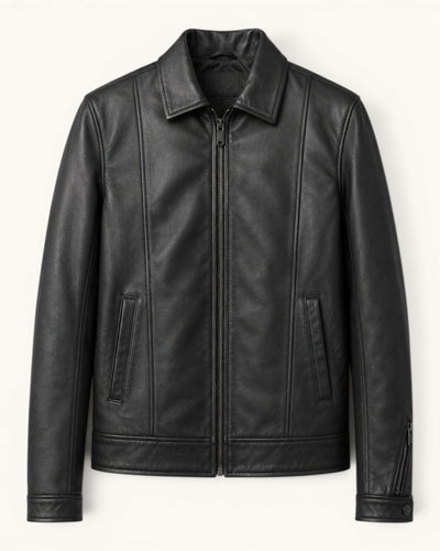 Men's Black Genuine Leather Jacket – J-0050