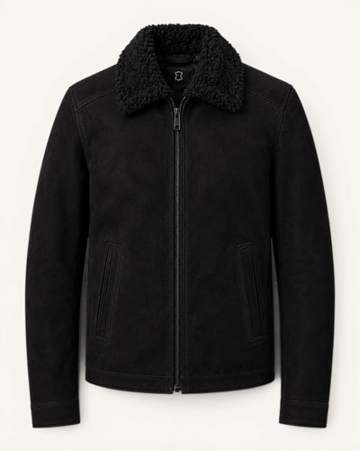 Men's Black Genuine Leather Jacket – J-0053