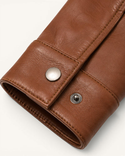 Men's Tan Genuine Leather Jacket – J-0052